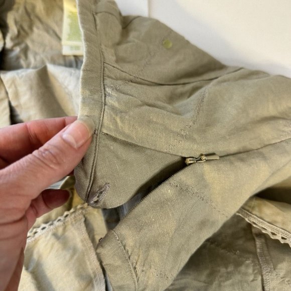 Preowned Sigrid Olsen Tan with Sequins A Line Linen Blend Womens Skirt Size 6 - Picture 5 of 7